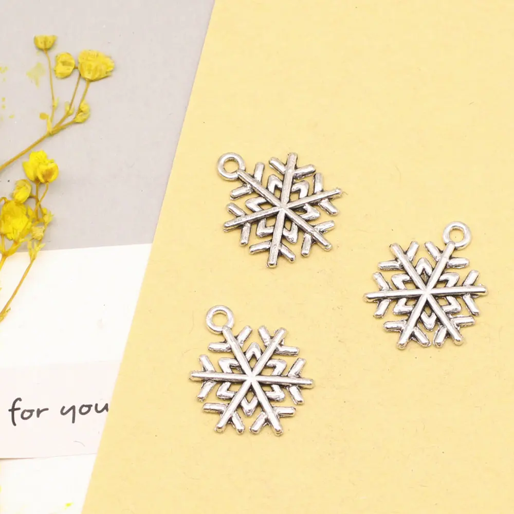 

20pcs 15x20mm Snowflake Charms Jewelri Pendant Component Diy Jewelry Antique Silver Color