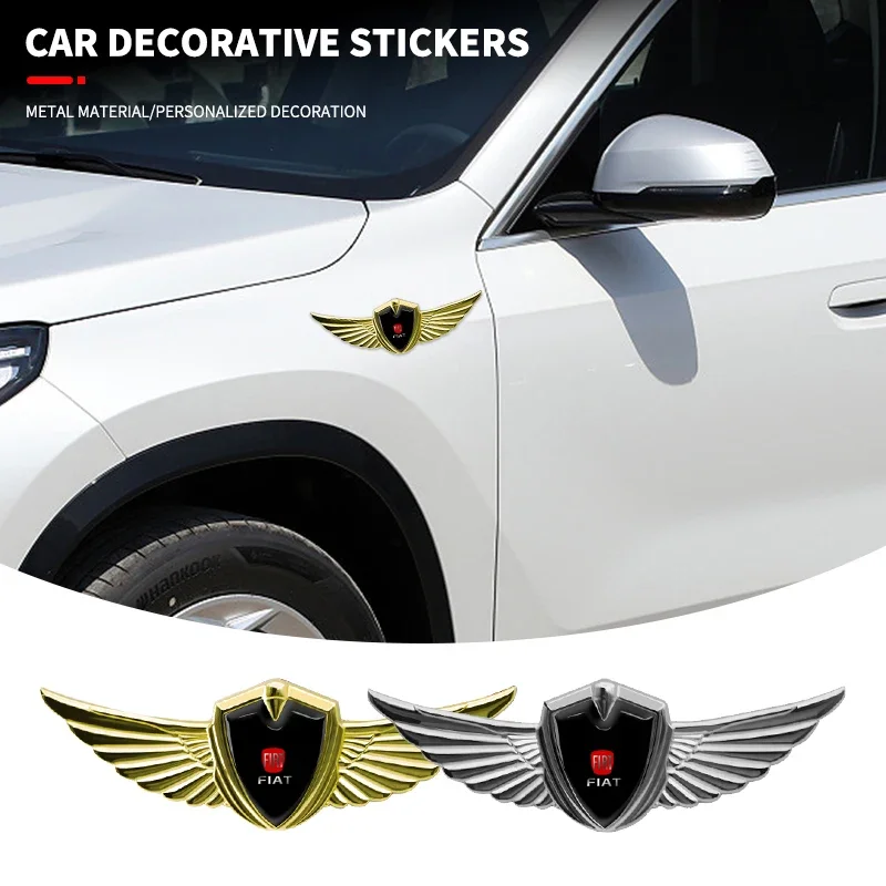 

1pcs New Car Badge Metal Wings Body Decoration Sticker Car Goods For FIAT Abarth 500 Pulse Panda Tipo Strada 600 500L Mobi