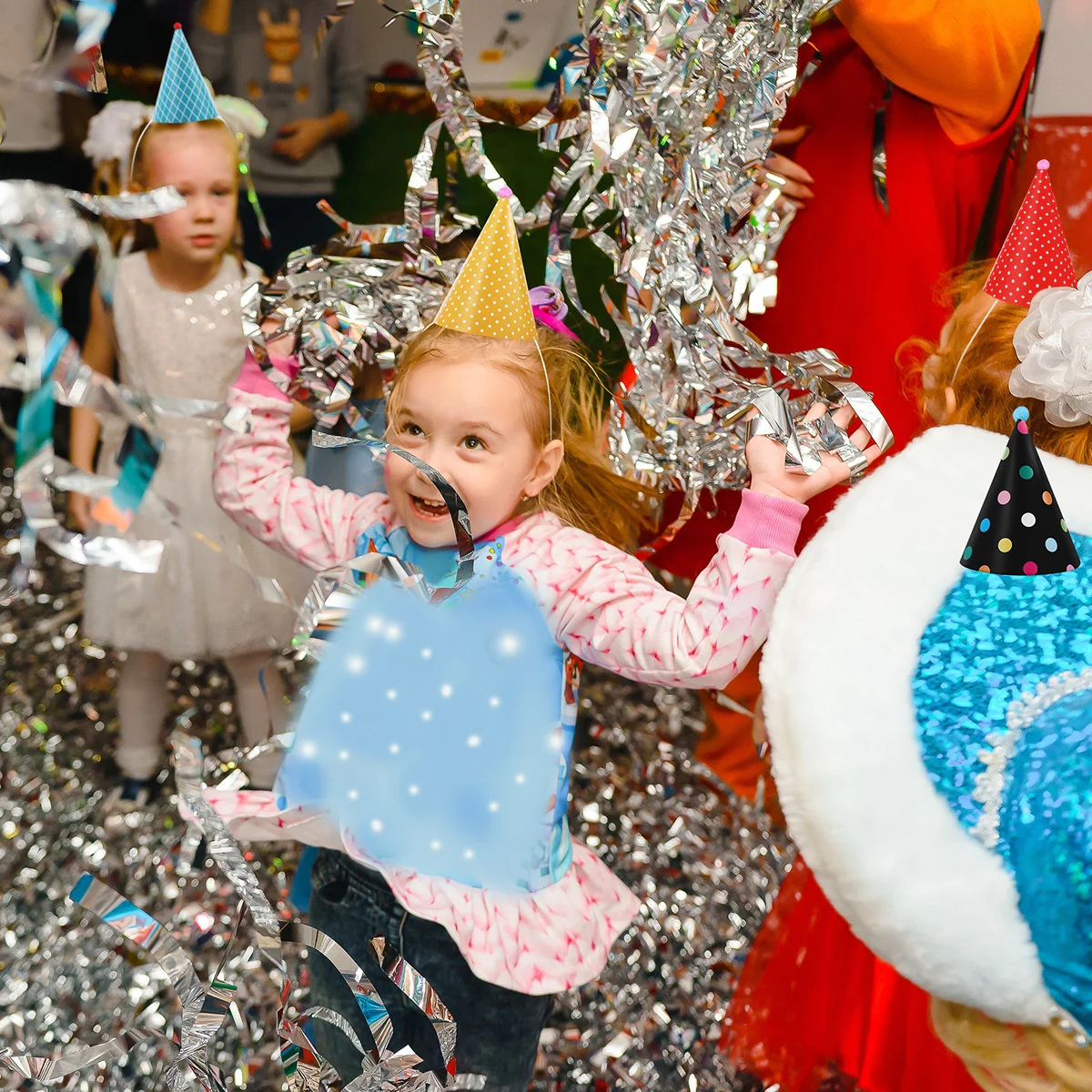 

11Pcs Party Birthday Hats Colorful Polka Dot Cake Cone Style Pom Poms Party Hat Set for Boys Girls Adults Festival Celebration