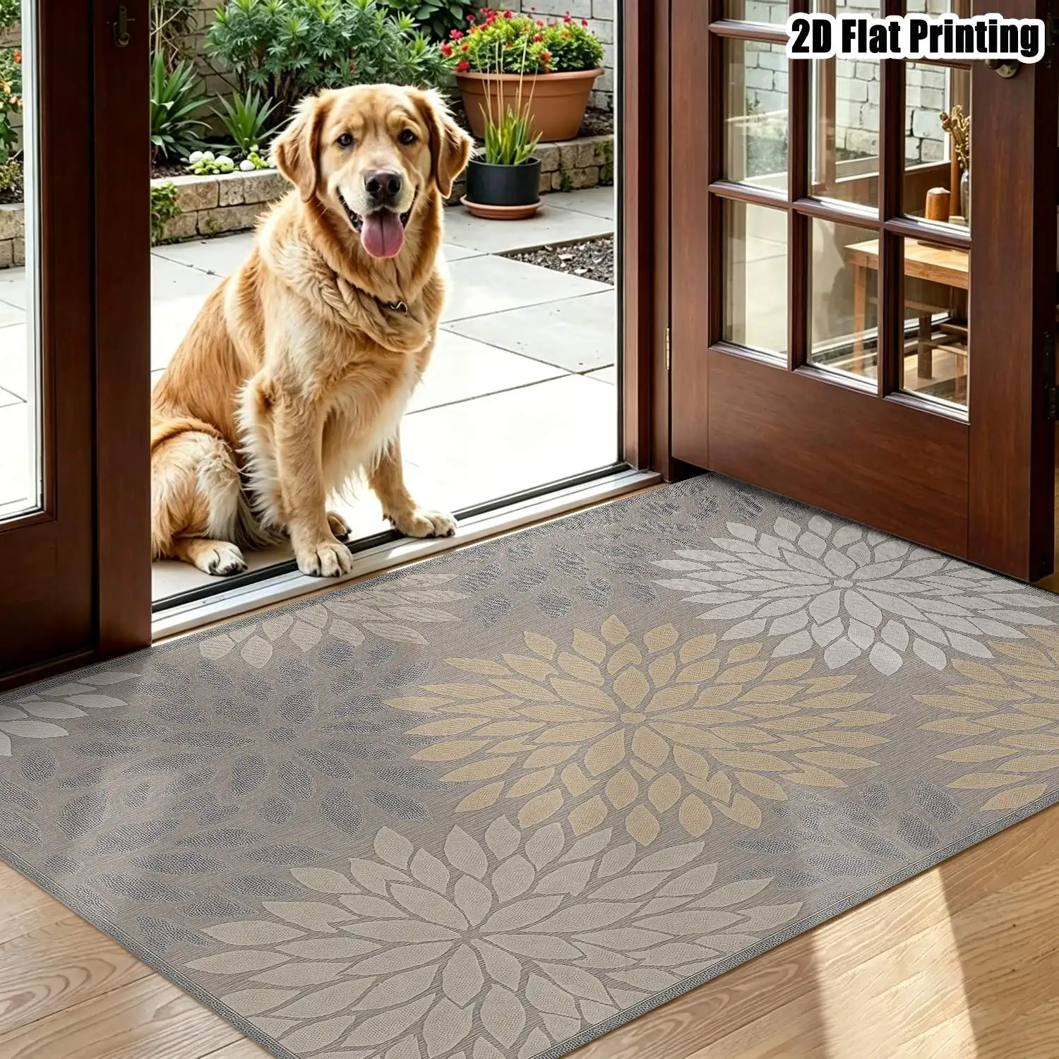 1Pc 2D Printed Carpet: Light Gray Base, Multi-Colored Floral Patterns, Nordic Modern Minimalist Instagram Style, Geometric Striped, Machine Washable, Multi Sizes, Ideal for Home Decor & Various Spaces
