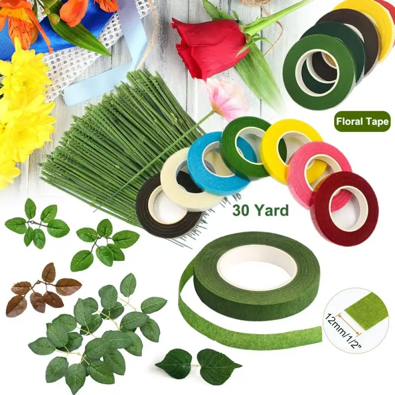 30 Yard 12MM Floral Stems Tape Corsages Buttonhole Artificial Flower Stamen Wrap Florist Green Tapes Nylon Flower Supplies