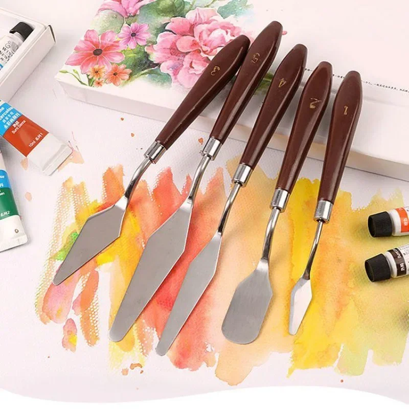 

7PCS Kitchen Tools Fondant Cream Mixing Scraper Stainless Steel Spatula Oil Painting Shovel Baking Pastry Tools