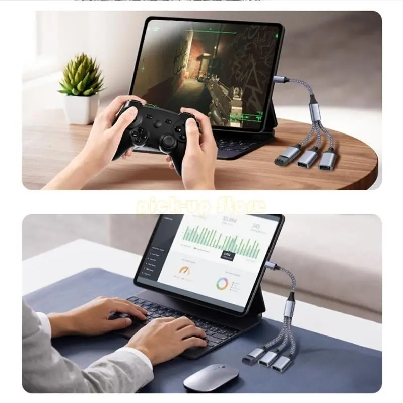 Q5WA 3 IN1 Tipo C a OTG 3 Hubs puerto Divisor cable USB2.0 Tipo C Convertidores adaptadores