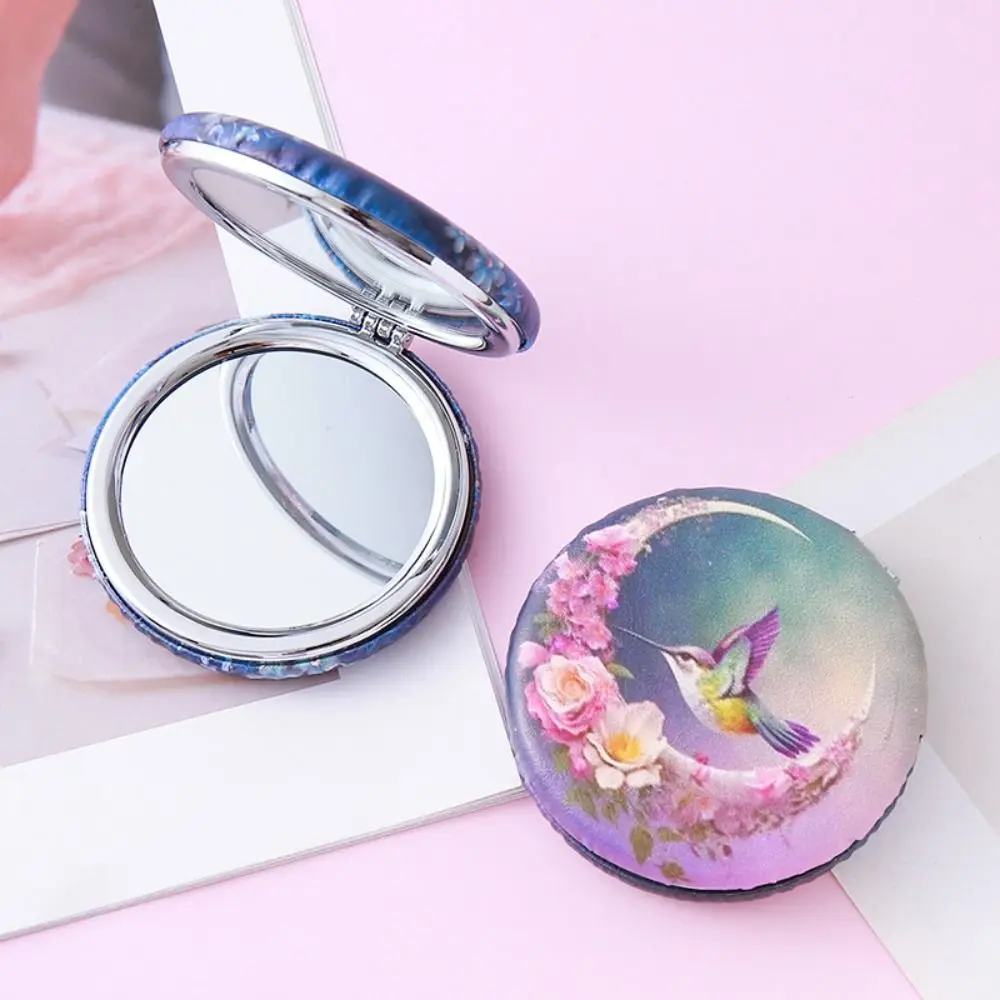 Flower Foldable Cosmetic Mirror Bird Double-sided Round Pocket Mirror Makeup Mirror Butterfly Flip-up Folding Mirror Woman