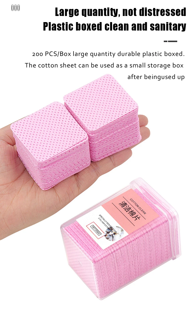 200 stücke Fusselfreien Nagellack Entferner Baumwolle Tücher Papier Pads Reinigung Werkzeug Nail art Tipps UV Gel Wimpern Kleber reiniger Befer – Detail 5