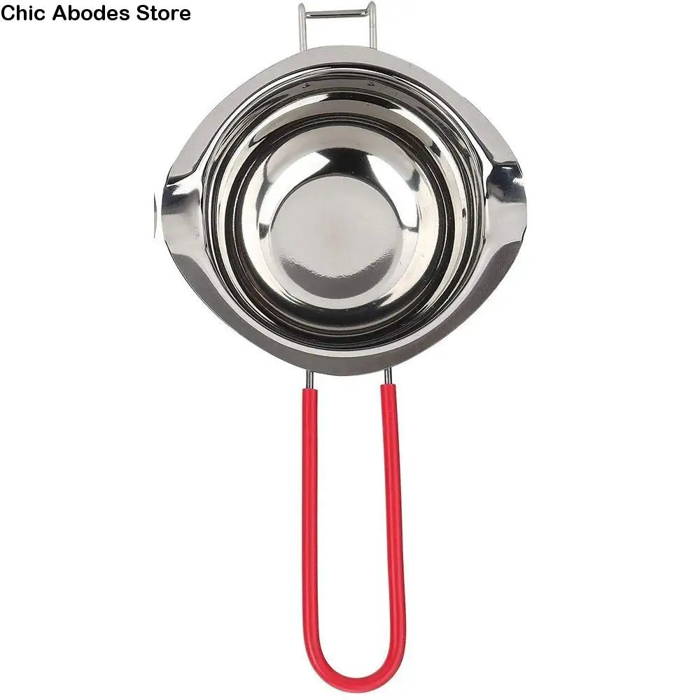 

Stainless Steel Universal Melting Pot 400ml Heat-Resistant Handle Butter Melter Pot Double Spouts Large Capacity