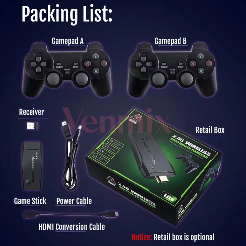 ワイヤレスps1/fc/gba 4k hd用ビデオゲームプレーヤー,レトロTV,2.4ゲーム,10000ゲーム,新規到着