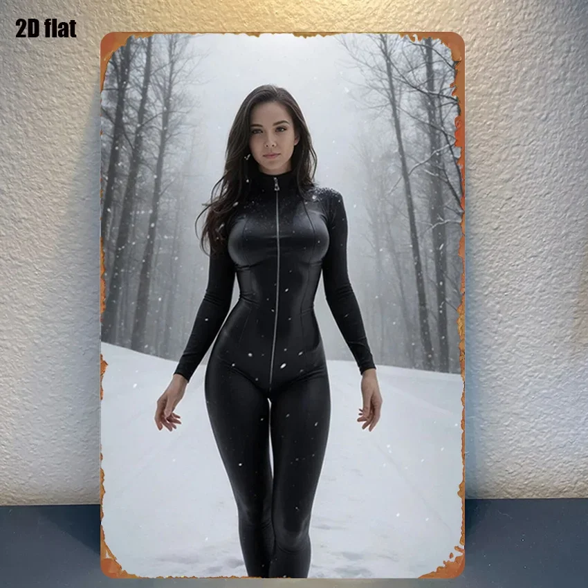 1pc Winter Forest Snow Scene Figure Full Body Bodysuit Sign, Suitable for Room Decor, Home, Garage, Bar, Garden Bar, Birthday Gi