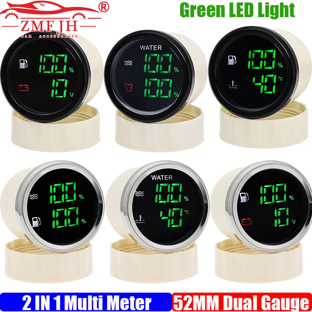 

Многофункциональный цифровой датчик ZMFJH 52 мм с двойным измерением и сигнализацией: уровень топлива, воды, сточных вод, температура масла, давление масла, напряжение, зеленый цвет