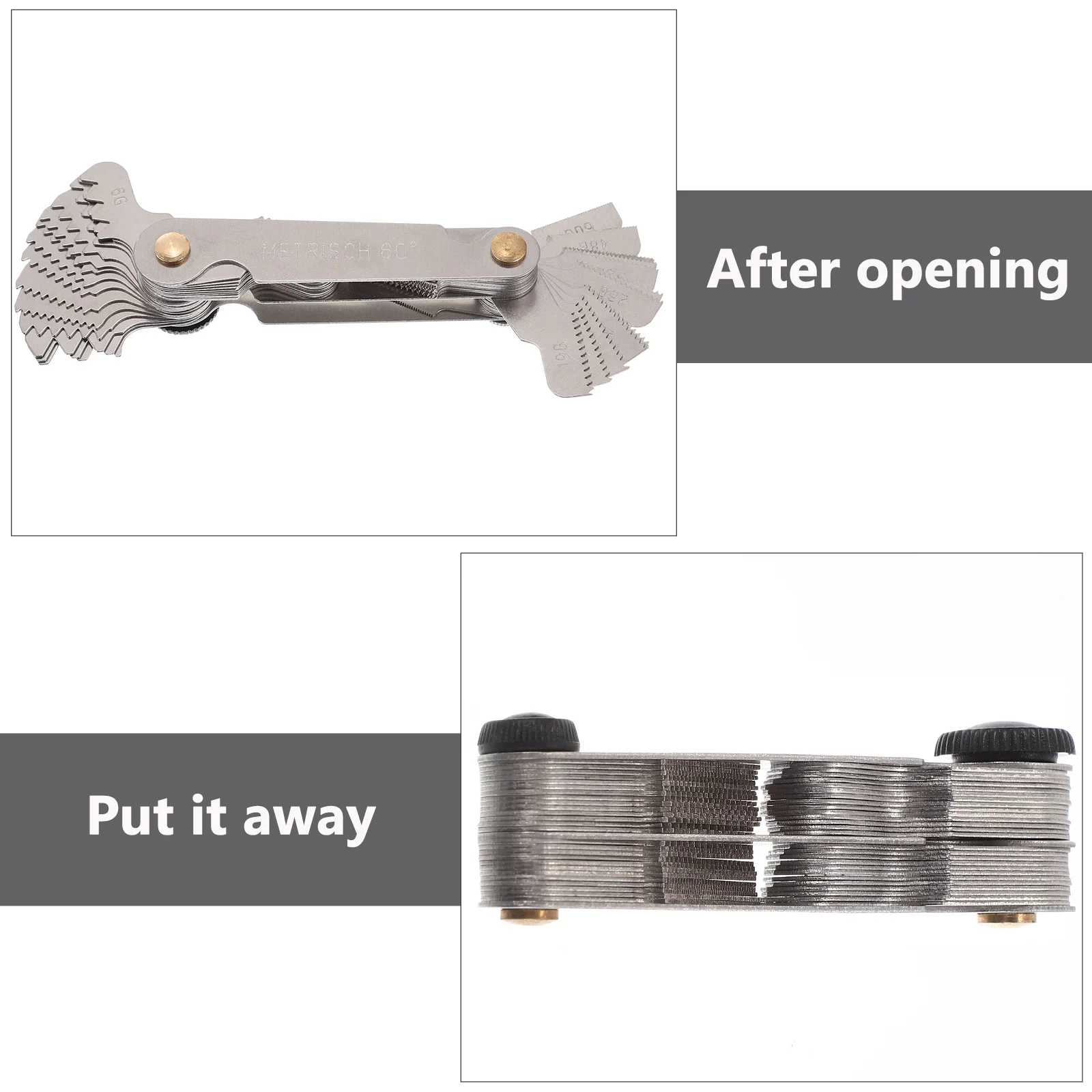 

Thread Pitch Gauge Tool Stainless Steel Metric Inch Screw Measuring Gauge For External Thread Precision Measurement Instrument