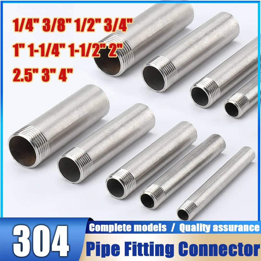 

1/4" 3/8" 1/2" 3/4" 1" 1-1/4 1-1/2 2" 2.5" 3" 4" BSPT Sigle Male Length 100mm Barrel Nipple 304 Stainless Pipe Fitting Connector