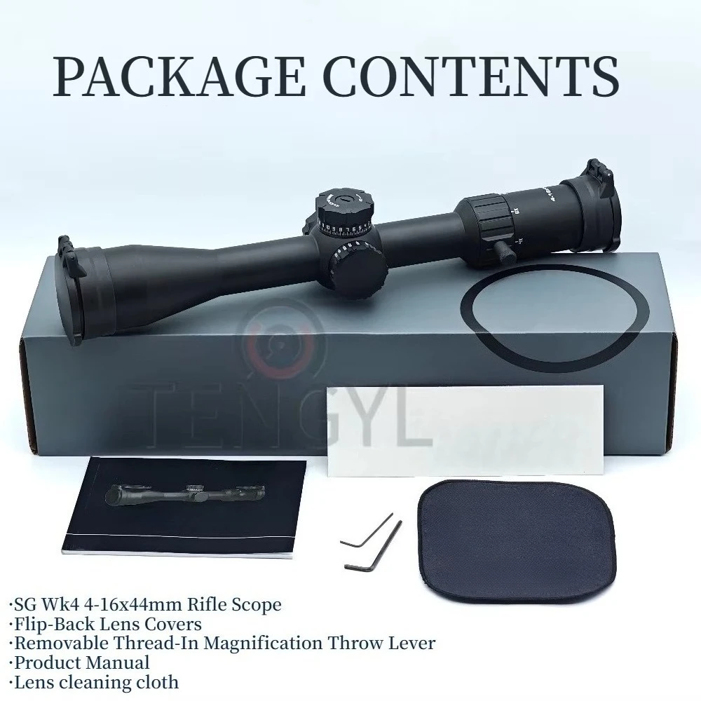 Original WK4 First Focal Plane (FFP) 4-16x44mm Optics Riflescope 30mm tube Shockproof fog-proof  IR/Non-IR Illuminated