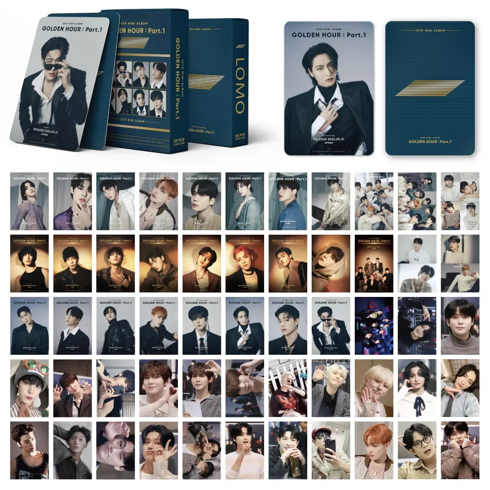 55Pcs ATEEZ Lomo Cards New Album 10TH MINI ALBUM Golden HD Print Photocards Hongjoong Yunho Yeosang San Fans Gifts