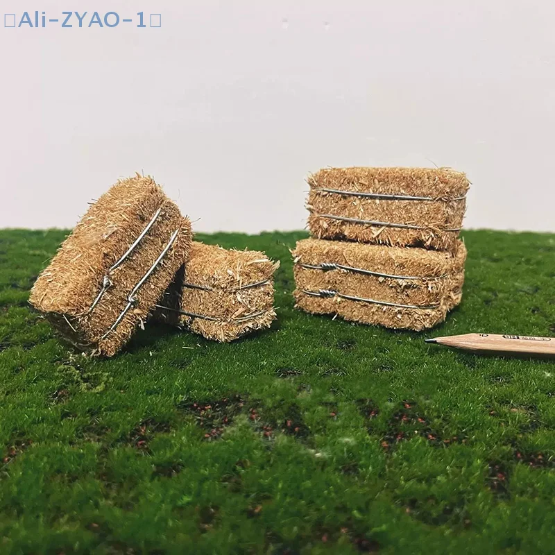 【ZYAO-1】6 uds Mini bolas de heno rústico miniatura granja pajar apilable bloques de heno falsos decoración de casa de muñecas