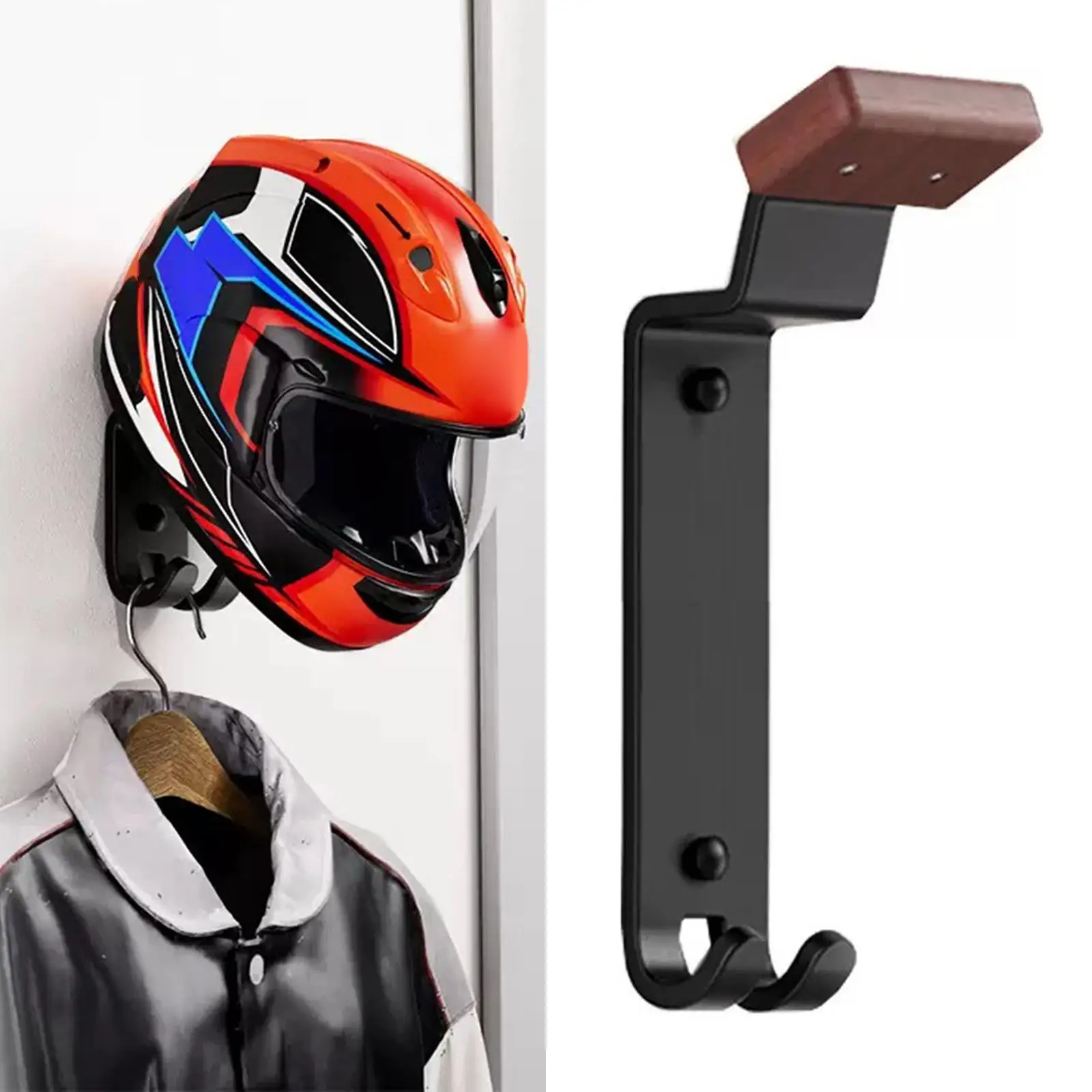 

Helmet Holder Wall Mount Heavy Duty Helmet Hanger Motorcycle Helmet Rack for Helmet Hat Ski Equipment Jackets Football Gear
