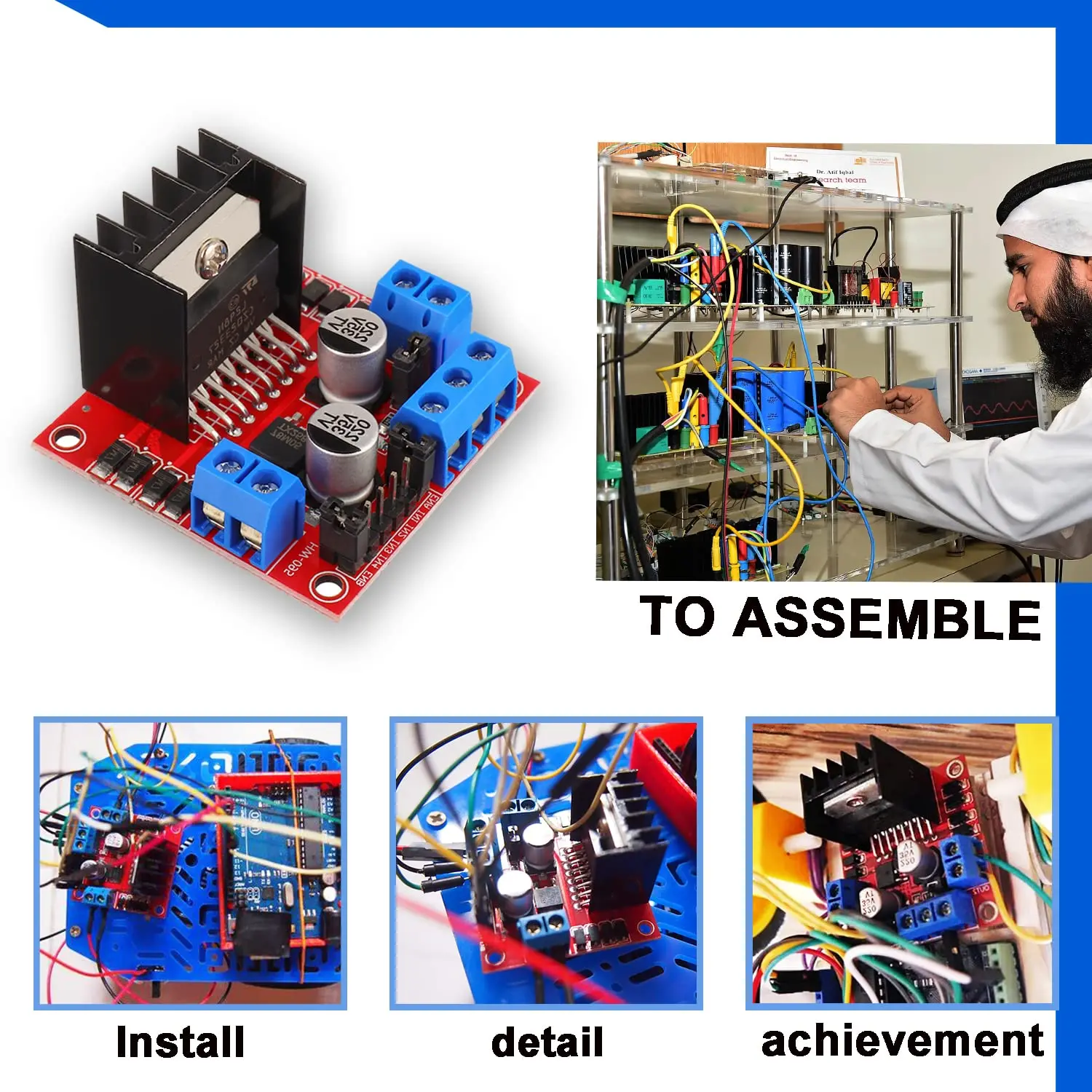 L298N Motor Drive Controller Board DC Dual H-Bridge Robot Stepper Motor Control and Drives Module for Arduino Smart Car Power