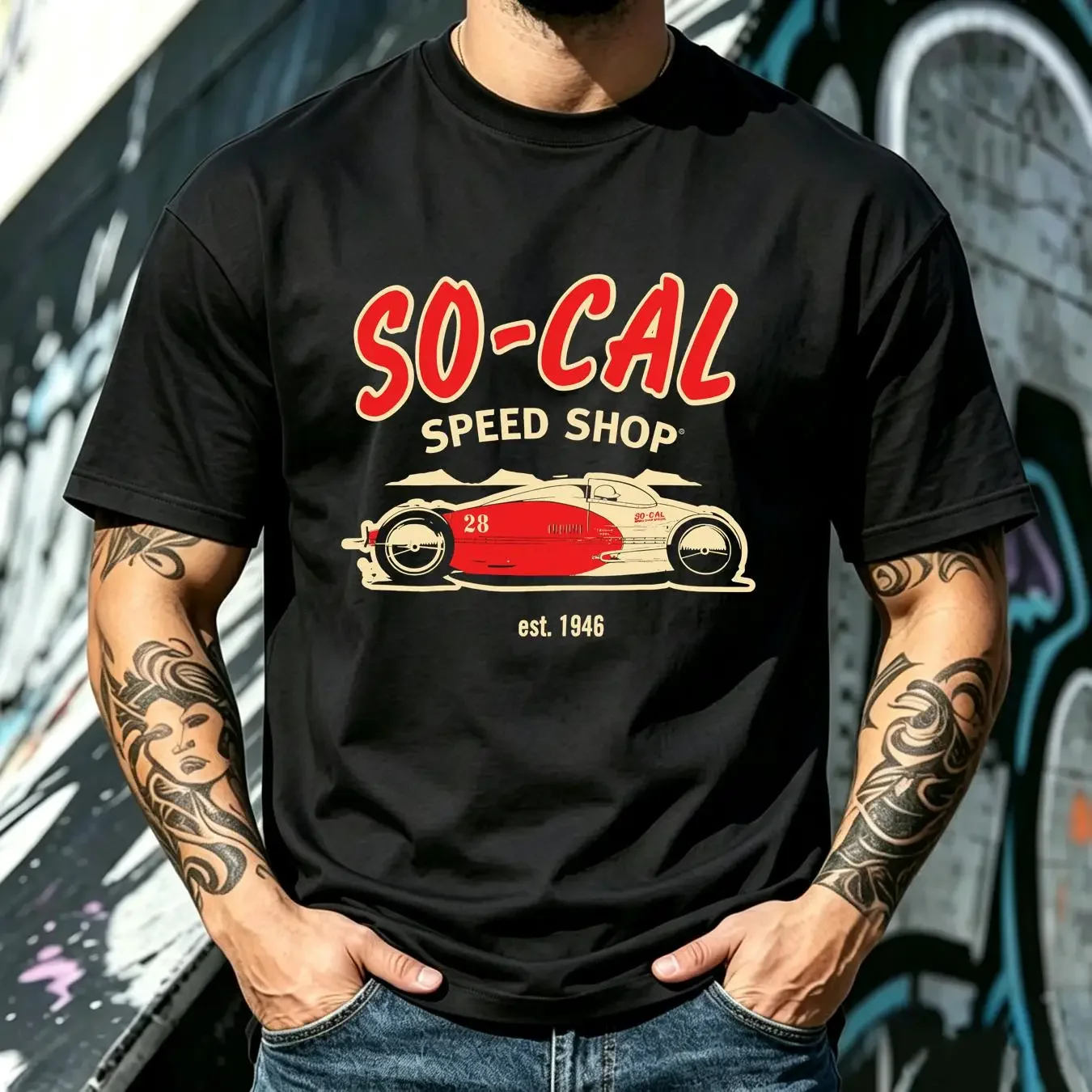 washed T Shirt So Cal Speed Shop Belly Tank Profile 1040 Mens Black 100 COTTON vintage Washed designer clothes Versatile