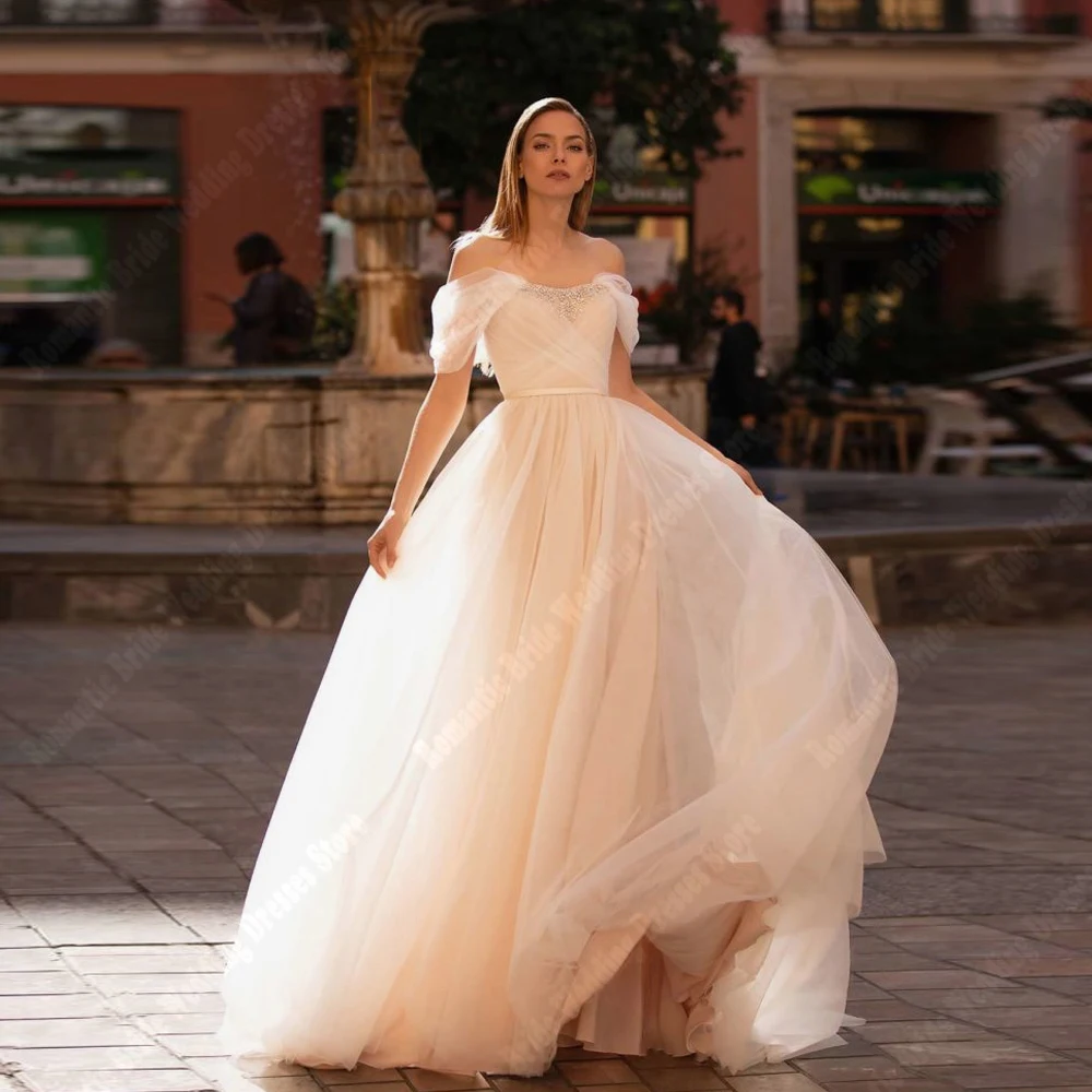 

Summer Tulle A-Line Women Wedding Dresses Sweetheart Collar Bridal Gowns Romantic Princess Engagement Banquet Vestido De Novia