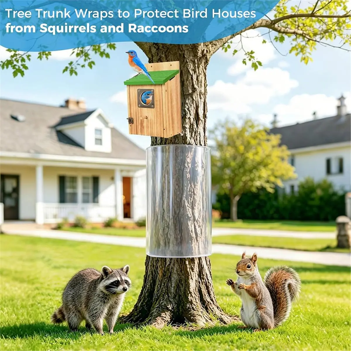 giftnew Squirrel Baffle for Tree Trunk for Bird House & Wooden Post Bird Feeder Baffle Guard Protector From Squirrel Raccoon Etc
