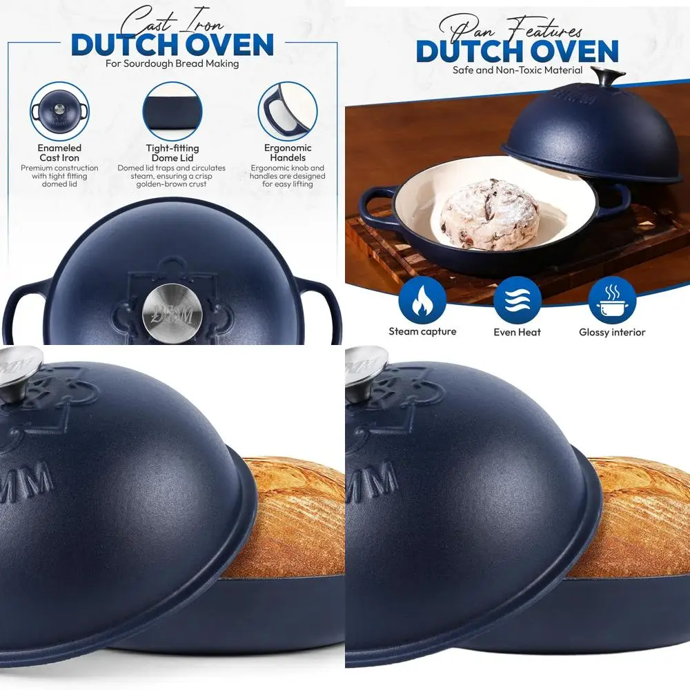

Enamel-Coated Cast Iron Dutch Oven with Lid for Sourdough Baking – Versatile Non-Stick Bread Oven with Matte Finish, Elegant Pat