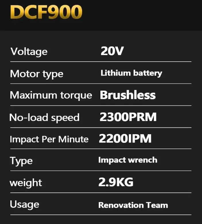 DEWALT DCF900 Kit 1/2In Brushless Cordless High Torque Impact Wrench With Hog Ring Anvil 20V Power Tools Battery Charger
