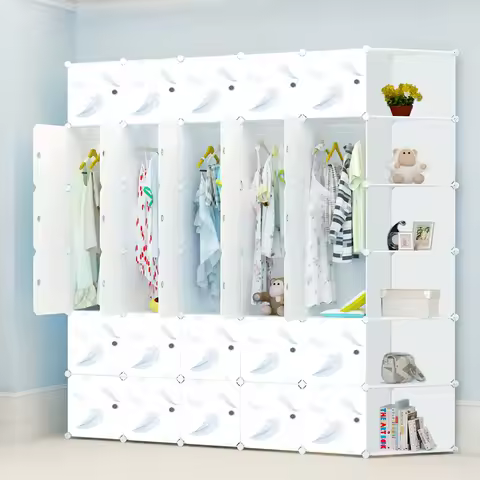 Minimalist Modern Closet Plastic Cube Fabric Storage Baby Open Clothes Wardrobe Nordic Bedroom Guarda Roupa Furniture For Room