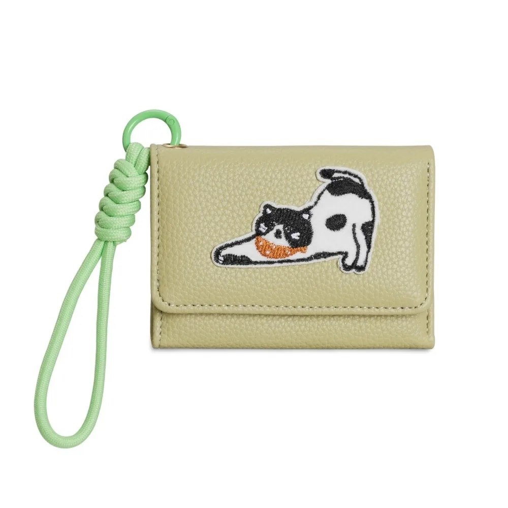 

Fashion Kawaii Women Three Fold Wallet Short Cute Cat Cartoon Money Bag Hasp with Lanyard Student Card Coin Purse Gifts