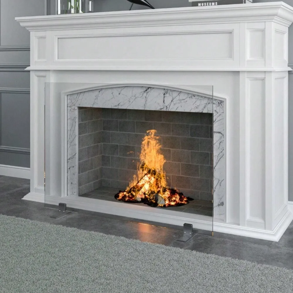 Protector contra incendios con Panel de vidrio templado para pantalla de chimenea independiente, cubierta de puerta contra incendios con Panel de vidrio, rejilla decorativa para puerta contra chispas