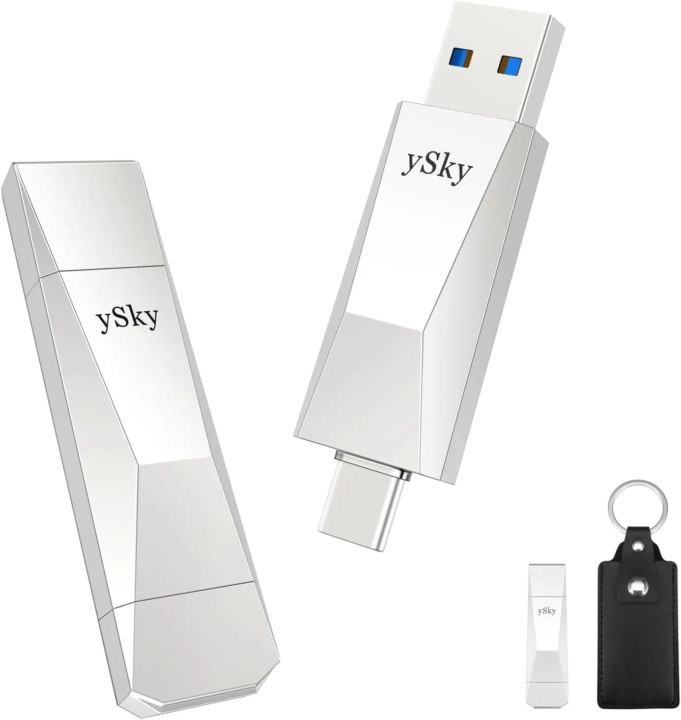 

1TB USB 3.2 SSD Flash Drive 500MB/s USB C + USB A 2in1 for iPad/Android/Laptop/Mac with Keychain Case