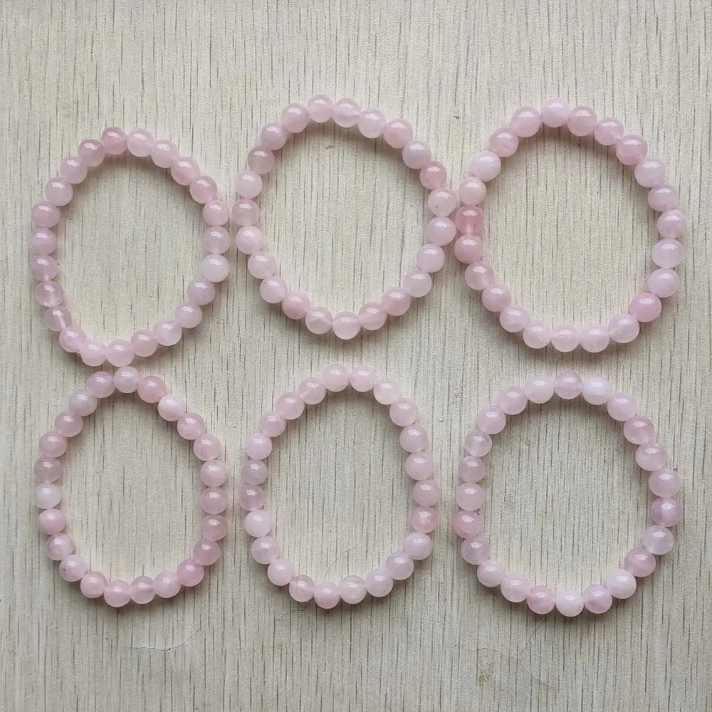 Pierre de quartz rose naturelle rose, perles de 8mm, guérison Reiki, Bracelets et Bracelets faits à la main, bijoux cadeaux, livraison gratuite, vente en gros, 6 pièces