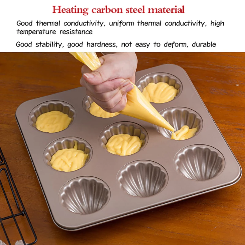 Madeleine Mold Cake Pan 12-Cavity Non-Stick Spherical Shell Madeline Bakeware Baking Mold Available In Dishwasher Kitchen Tools