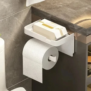 1pc Toilet paper holder, plastic storage rack, kitchen towel holder, seasoning bottle, bathroom wall roll paper