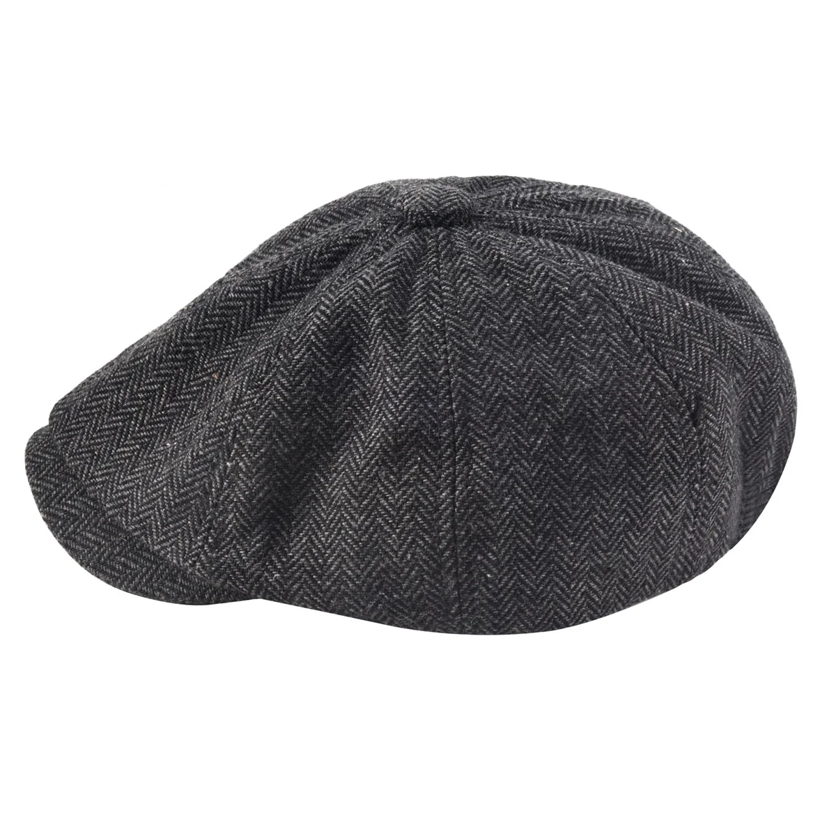 FZFZ ผู้ชาย Beret Vintage Herringbone หมวก Newsboy Beret หมวกฤดูใบไม้ผลิแบนหมวก Beret สีเทาเข้ม