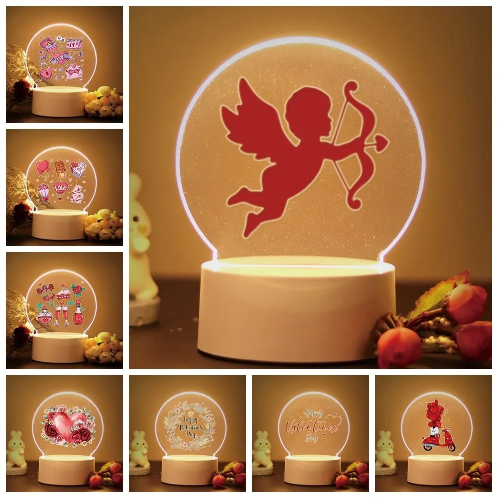 

Sweet Valentine's Day 3D Visual Acrylic Lamp for Bedroom Decor the Girlfriend Lovers Gift