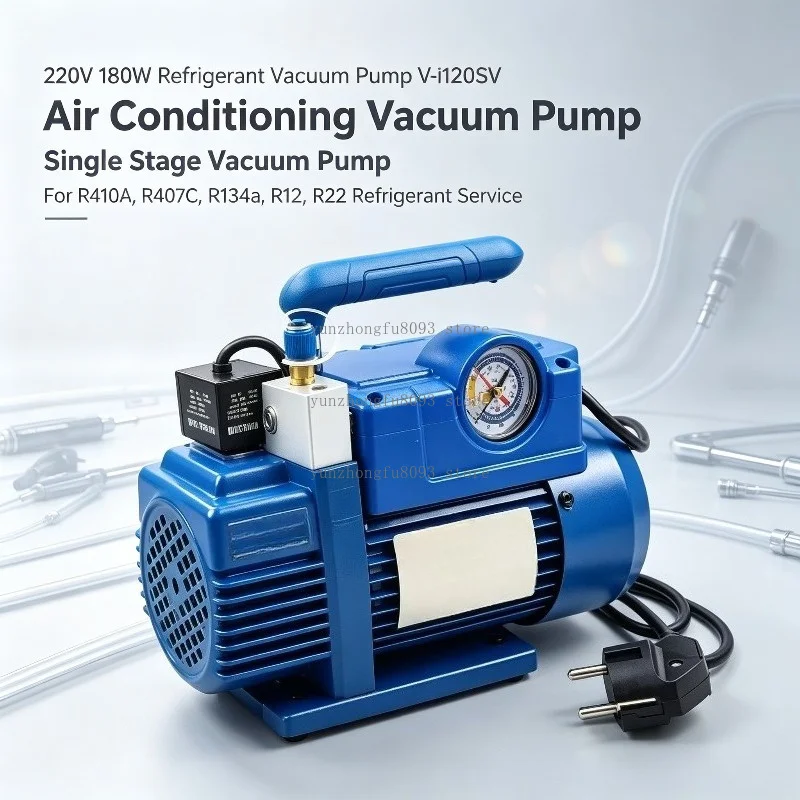 220V 180W Refrigerant Vacuum Pump V-i120SV, Air Conditioning Vacuum Pump, Single Stage Vacuum Pump for R410A R407C R134a R12 R22
