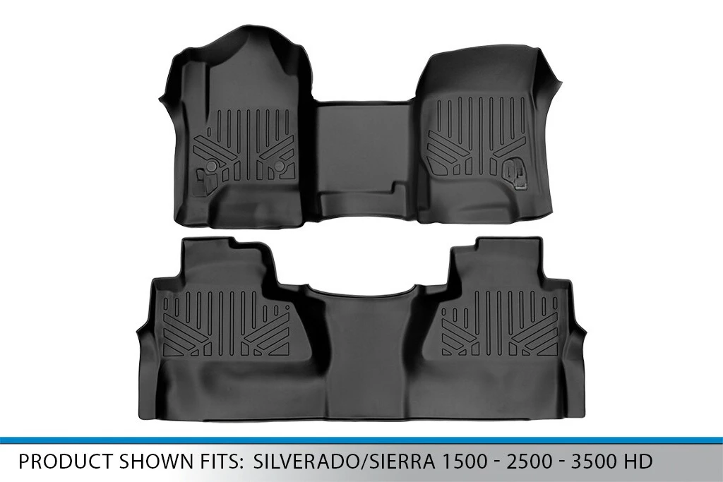Custom Fit Floor Mats 2 Row 2014-2019 Sierra Silverado Truck Crew Cab 5