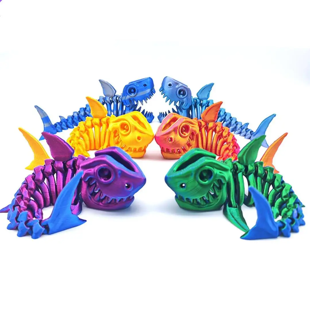 ثلاثية الأبعاد الطباعة القرش الهيكل العظمي المنقولة الإبداعية هدية نماذج للحيوانات الشكل لعبة أطفال المنزل الحرف اليدوية متعدد الألوان سيارة زخرفة #1