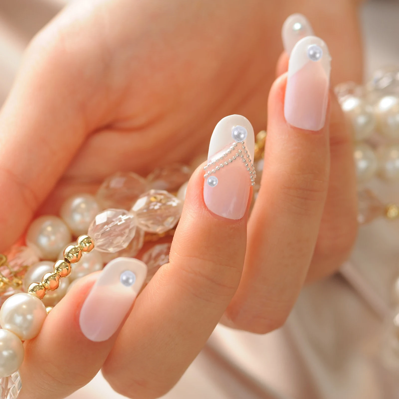 

Nail Stickers with Pearl Manicure Decoration Decorations Charm Half-round Pearls