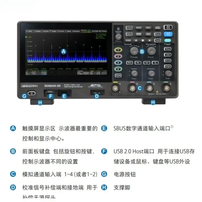 Siglent SDS800X HD Series Oscilloscope 2/4 Channels, 200 MHz to 2.5 GHz Bandwidth, 12-Bit High-Resolution ADC, 5 GSa/s Sampling