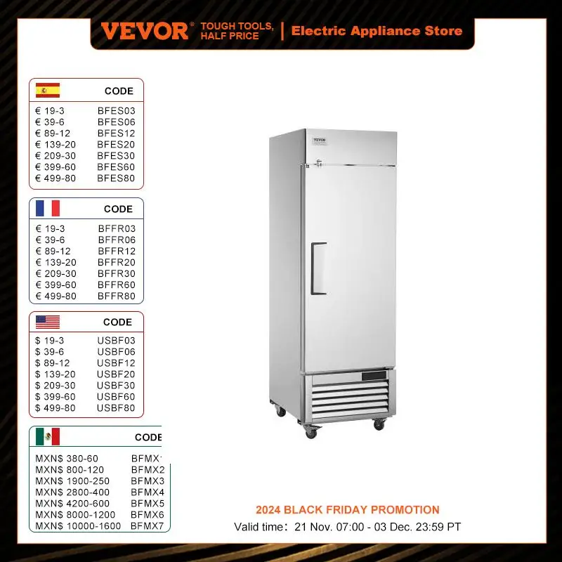 VEVOR Commercial Freezer 19.32 Cu.ft Reach In 27