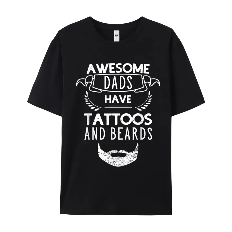 Awesome Dads Have Tattoos And Cotton T-Shirt Grandpa Short Sleeve Graphic Tops & Tees Cute Lovers Day O Neck Tee-Shirt Casual