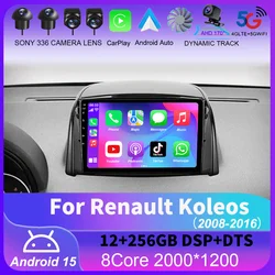 For Renault Koleos 2008 - 2016 Carplay Auto 4G+WIFI GPS Car Radio Navigation Multimedia Video Player Stereo BT Android 15