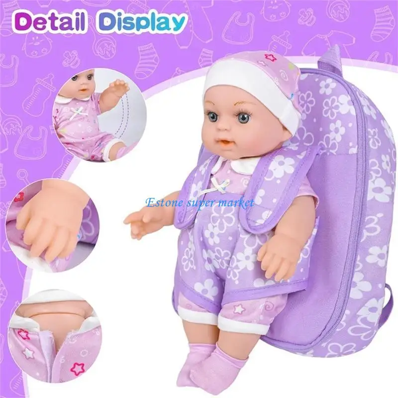 090B Realistic Baby Doll Reborns Toy With Fashion Jumpsuit And Flower Pattern Backpack Great Grandma Parenting Game Toy Dolls