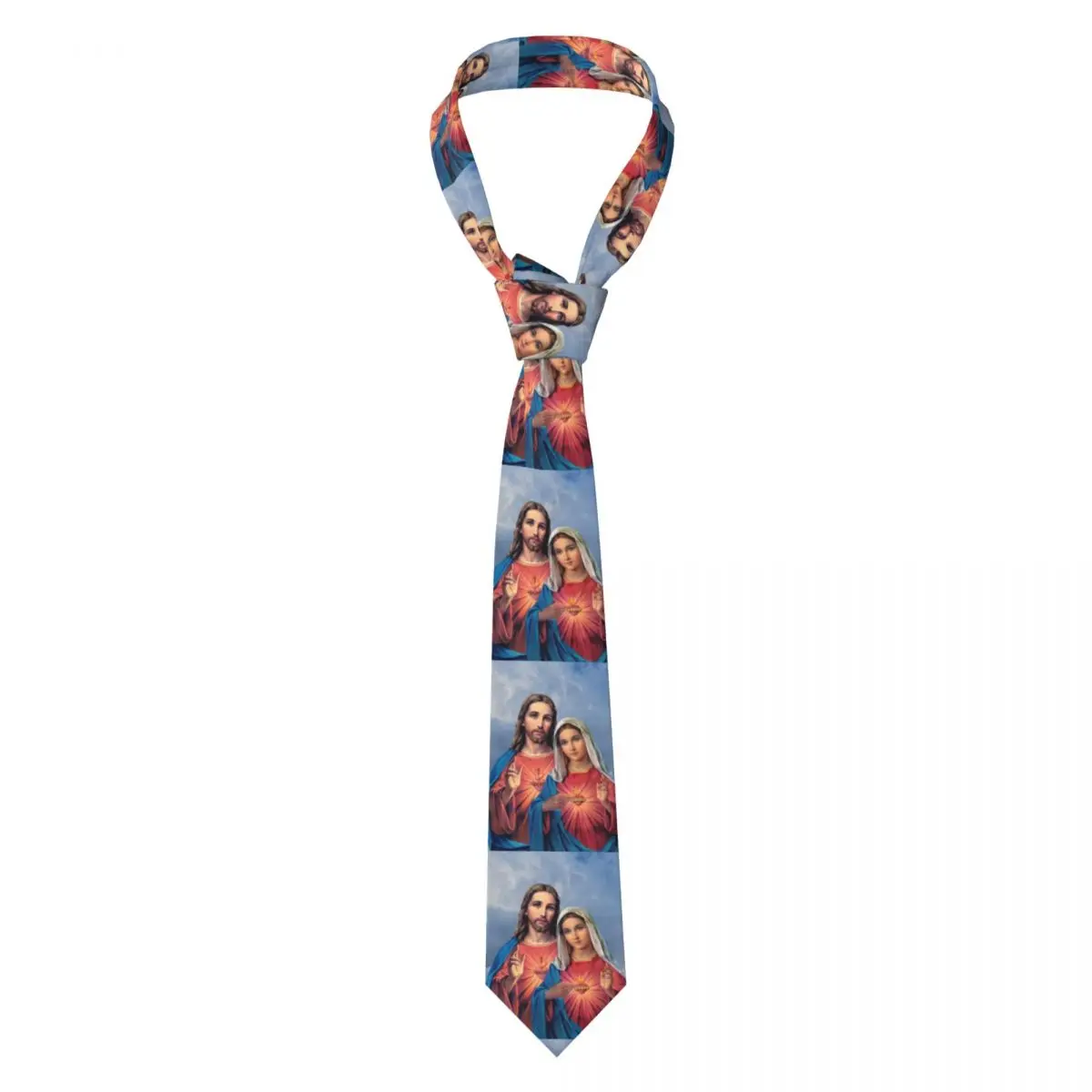 Custom Sacred And Immaculate Hearts Necktie Mens Mens Suit Tie Catholic Jesus and Mary For Thanksgiving Day