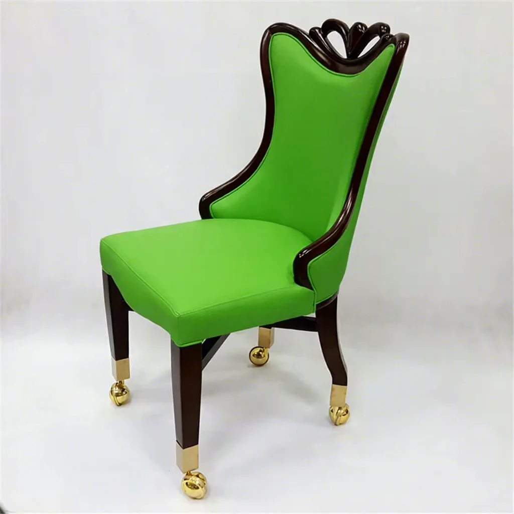 #High Quality Commercial Armchair Bar Stool Chair Metal Wheels Leather Poker Gaming Baccarat Bar Luxury Casino Chair