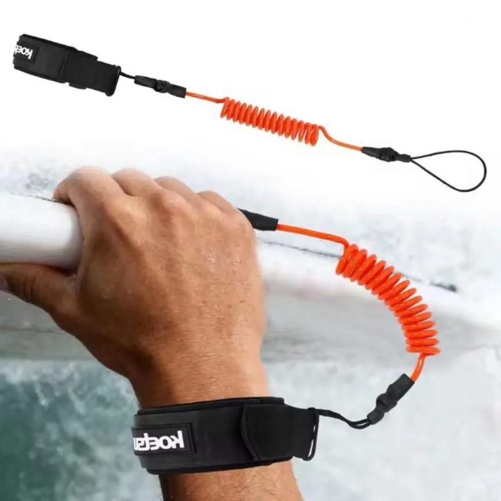 New Elastic Stretchable Coiled Bodyboarding Leash 120cm 6 Colors TPU Strong Cord Ankle Safety Strap for Training Exercise