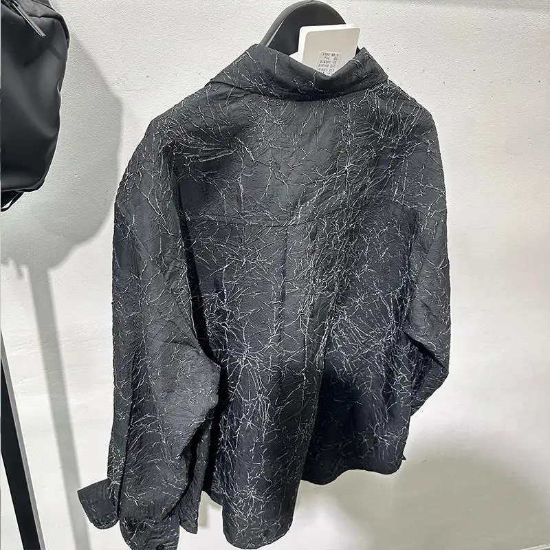 Yupi Style High-Grade Autumn Popular Pleated Loose Long-Sleeved Shirt Sense of Explosion Crack Fashionable