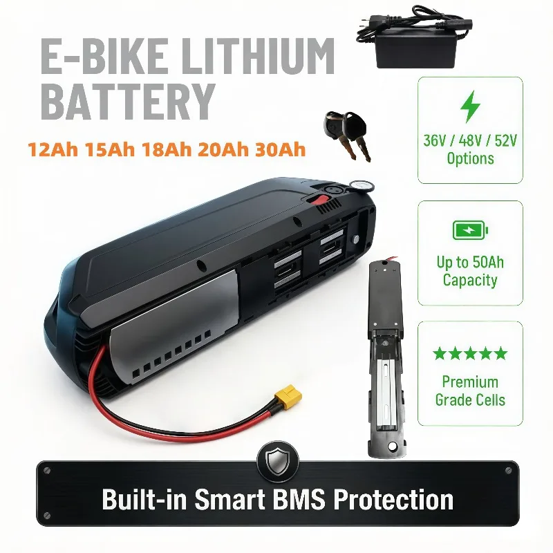 Hailong lithium battery three specifications 36V48V52V universal, 20-30Ah large capacity, Samsung battery BMS protection