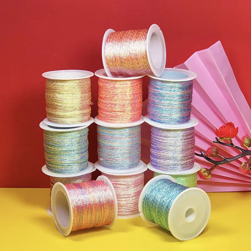 110M 3-strand Braided Thread Handmade DIY Segmental Dyed Gold Silver Strand Thread DIY Jewelry Winding Wire