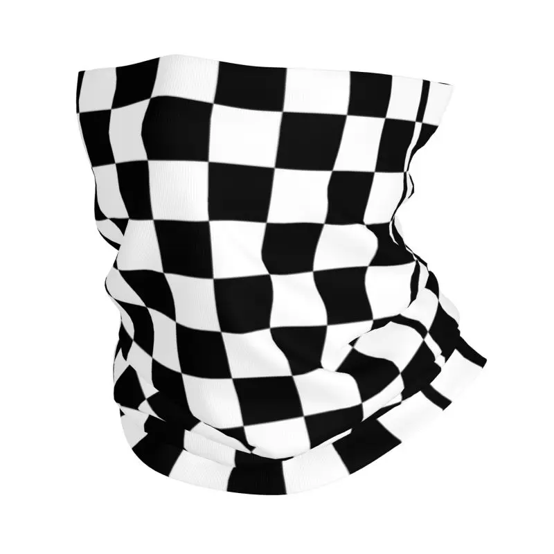 Black and White Checkered Pattern Bandana Neck Warmer Women Men Winter Hiking Camping Tube Scarf Gaiter Motorcycle Face Cover